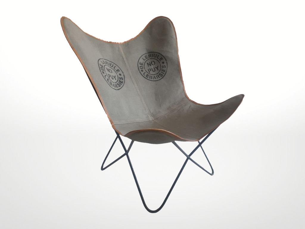 Canvas and leather butterfly chair – Exotik Mobilier