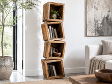Load image into Gallery viewer, Zigzag bookshelf made of recycled teak