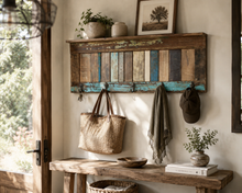 Load image into Gallery viewer, Recycled Wood Hook Shelf