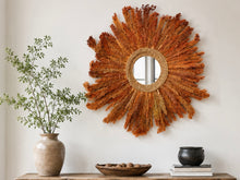 Charger l'image dans la galerie, Miroir rond en rotin et feuilles séchées