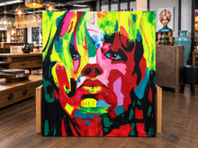 Charger l'image dans la galerie, Toile peinte à la main, portrait de femme aux couleurs vives appliquées au couteau