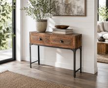 Load image into Gallery viewer, 2-drawer console made of recycled wood