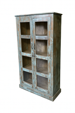 Armoire Antique vitrée bleue