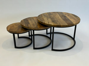 Table à café gigogne ronde en bois et métal