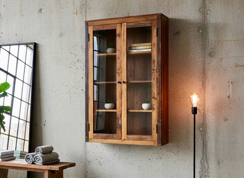 Recycled wood wall display case