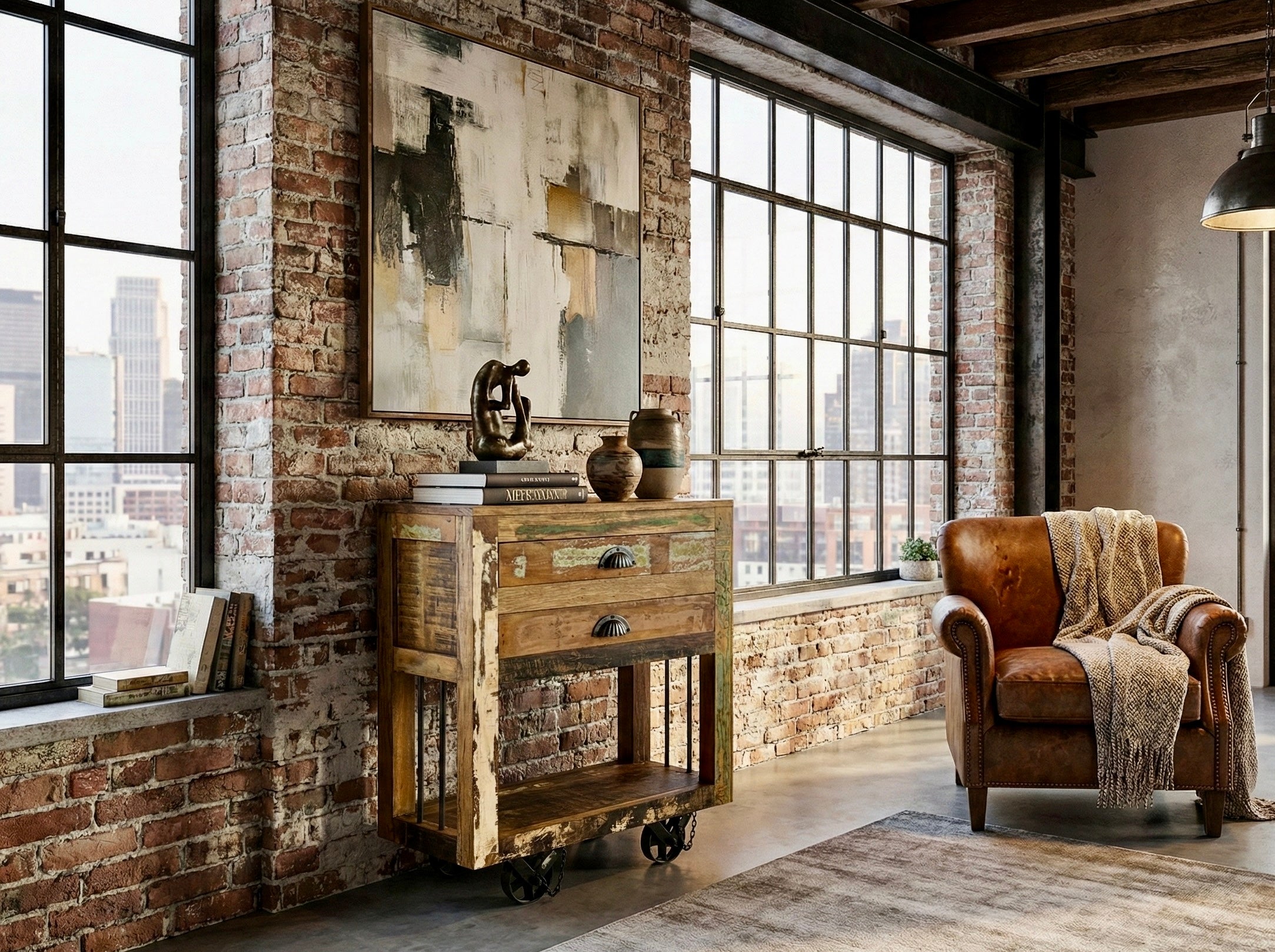 2 Drawer Console on Wheels