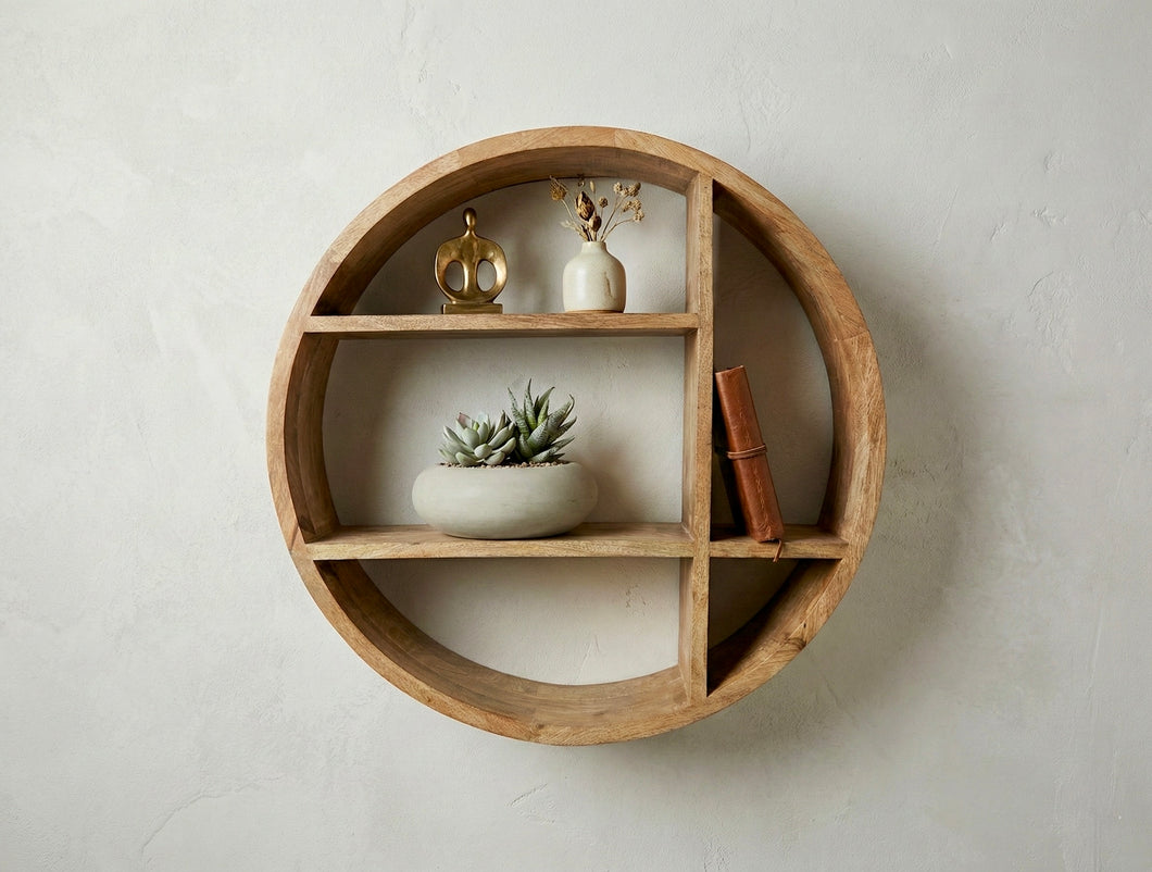Round shelf in mango wood
