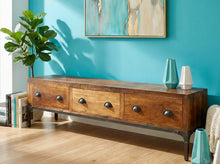 Charger l'image dans la galerie, Banc en bois recyclé 3 tiroirs