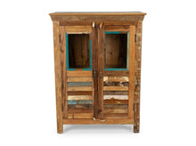 Charger l'image dans la galerie, Cabinet Bikaner en bois recyclé — détail des portes vitrées