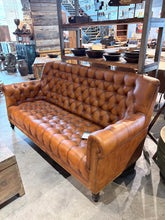 Load image into Gallery viewer, Leather and wood armchair 2 places