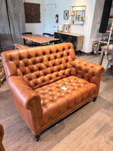 Load image into Gallery viewer, Leather and wood armchair 2 places