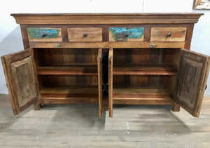 Sideboard with 4 drawers and 4 doors in recycled wood