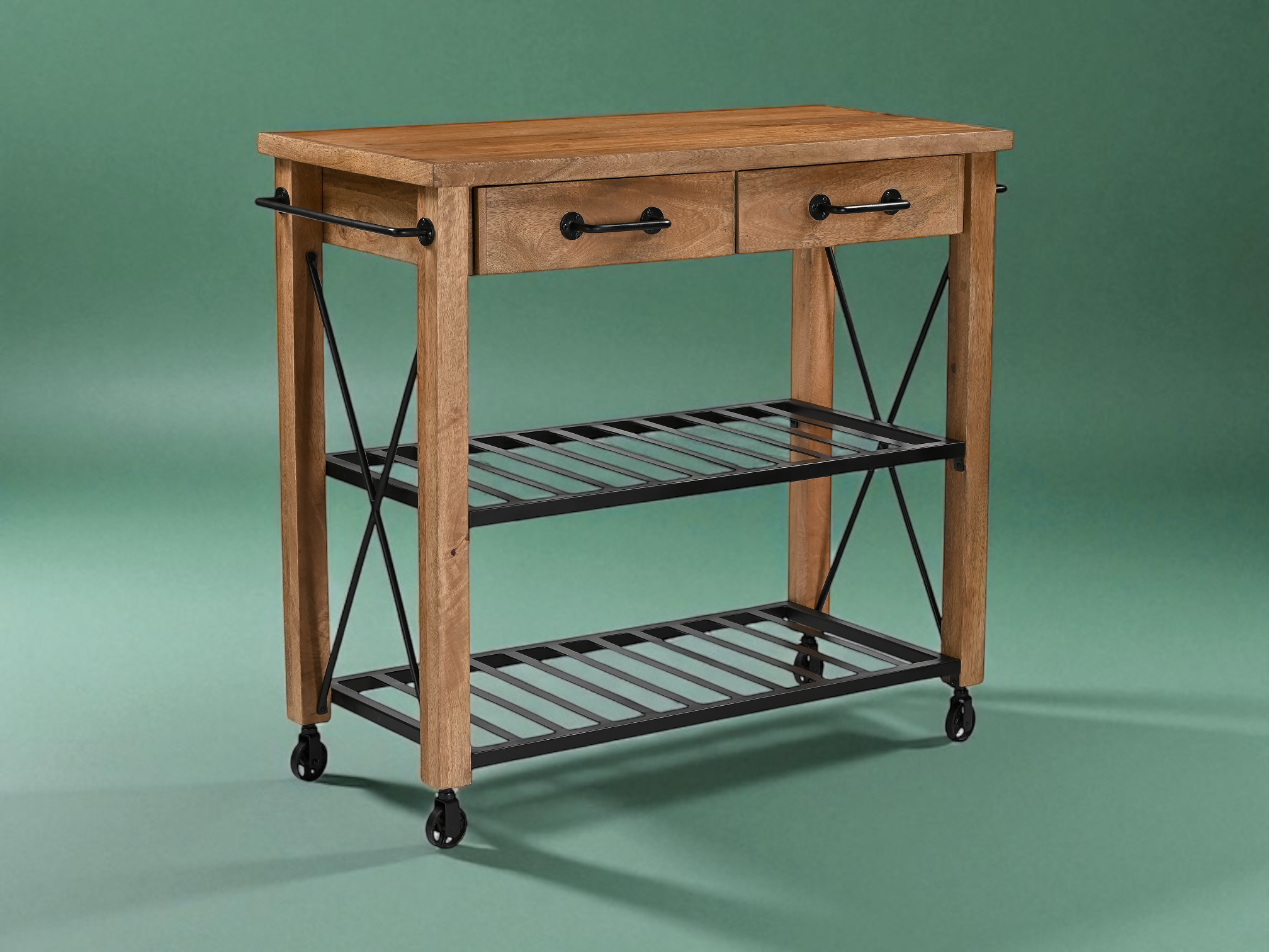 Mango wood trolley