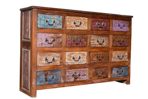 Chest of drawers in recycled teak wood