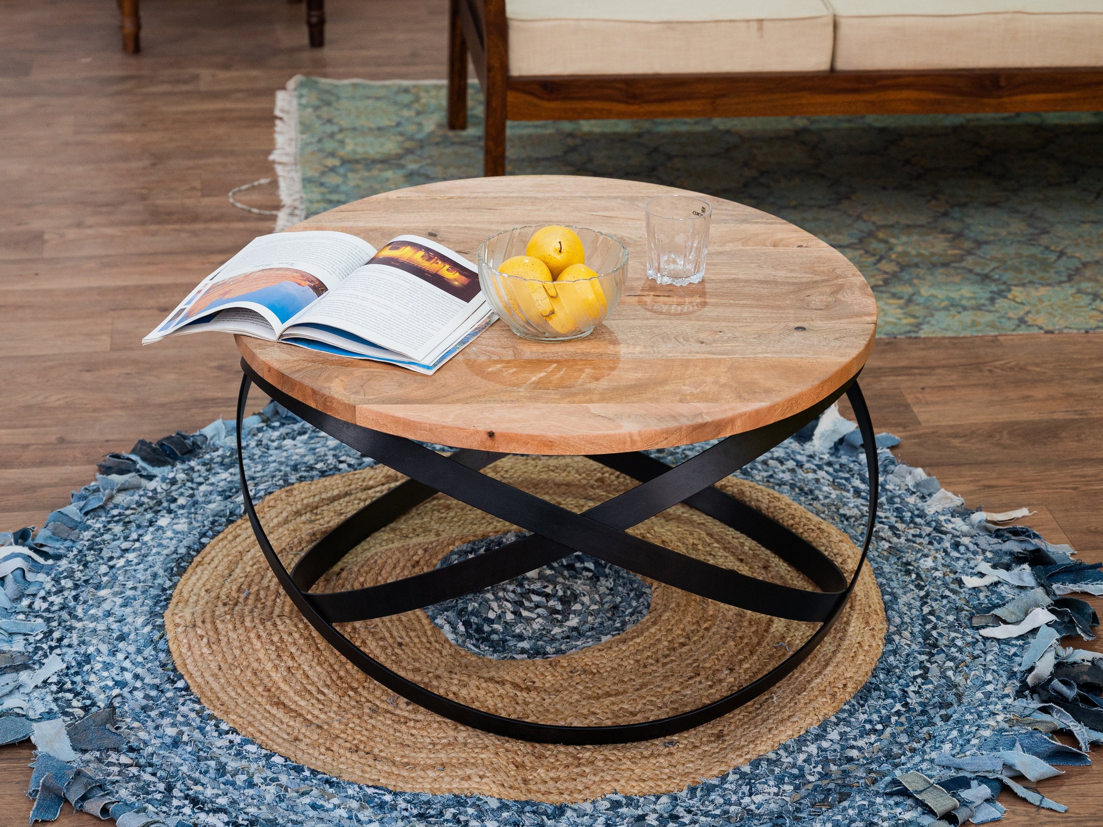 Industrial round coffee table