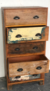 Recycled wood chest of drawers