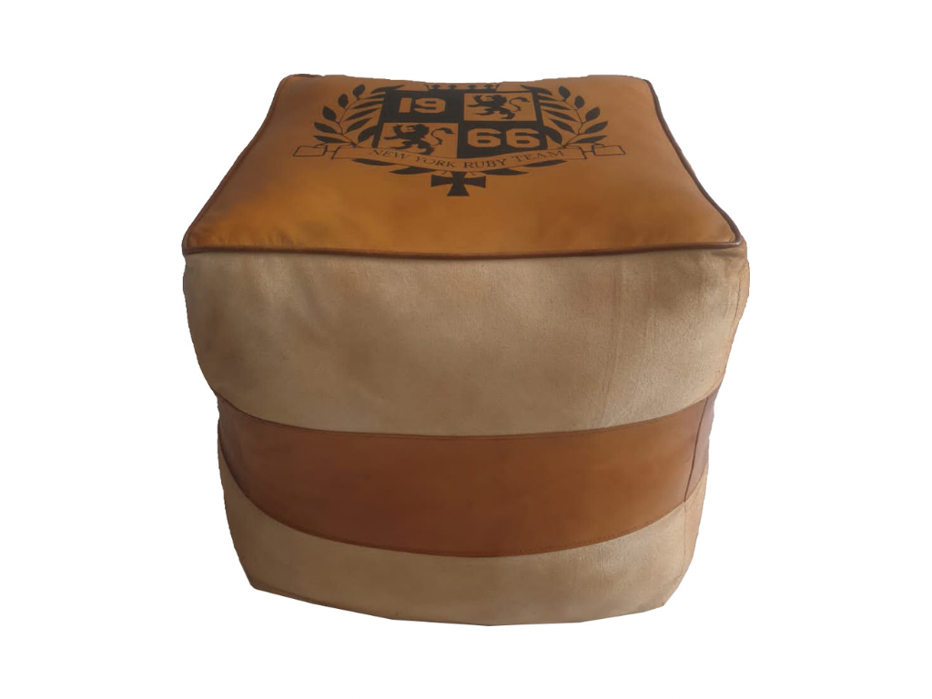 Palo canvas and leather pouf