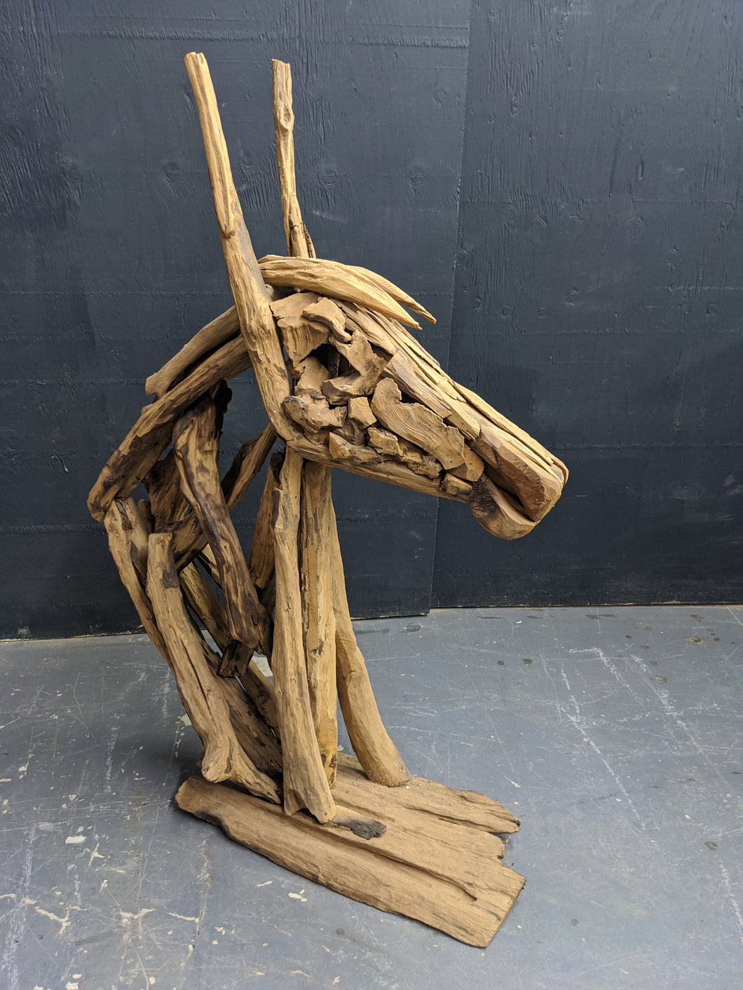 Wooden horse head