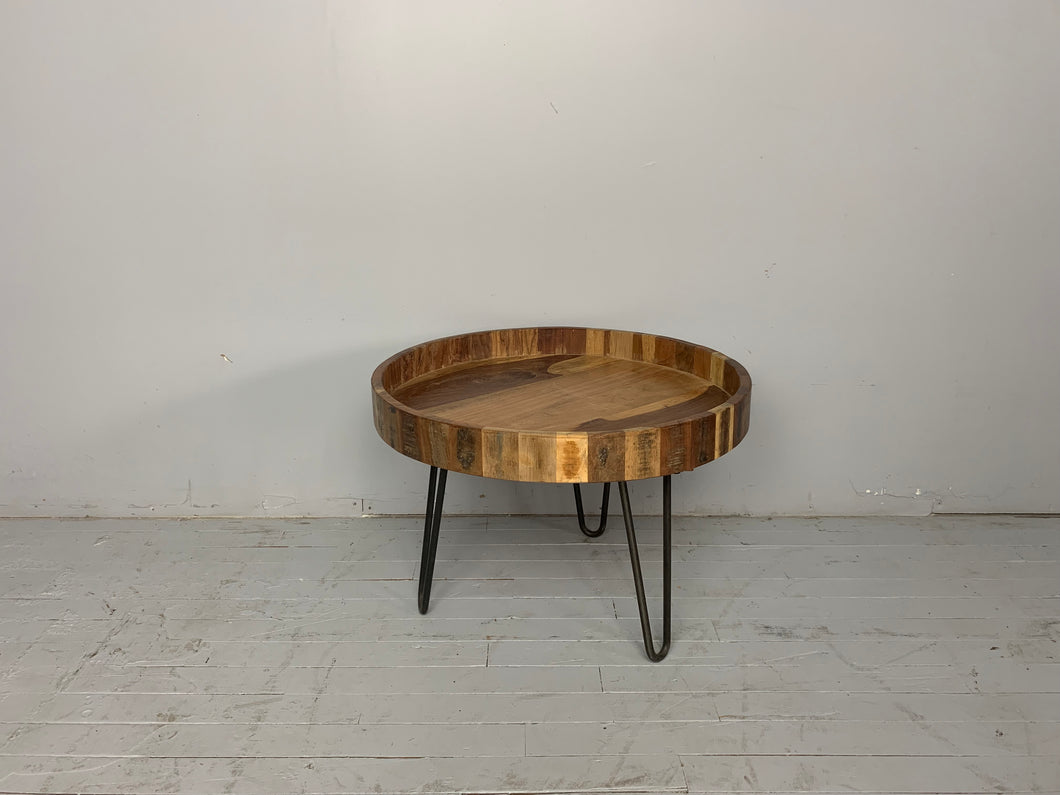Round teak coffee table