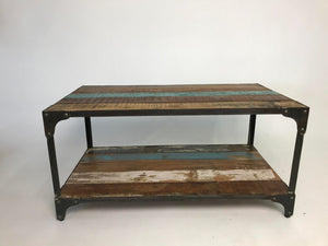 Metal and recycled wood coffee table