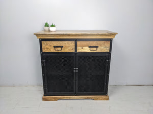 Industrial metal and mango cabinet