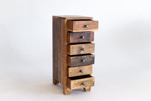 TABLES DE NUIT - Table de chevet six tiroirs en bois recyclé - Espace Meuble