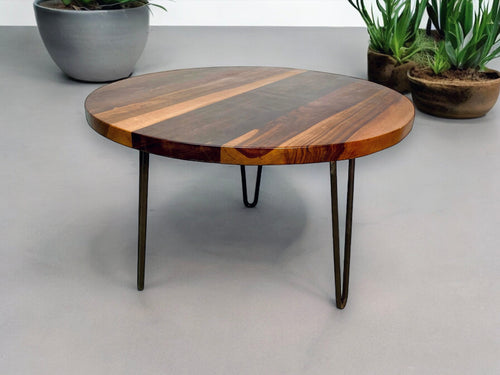 Round teak wood coffee table